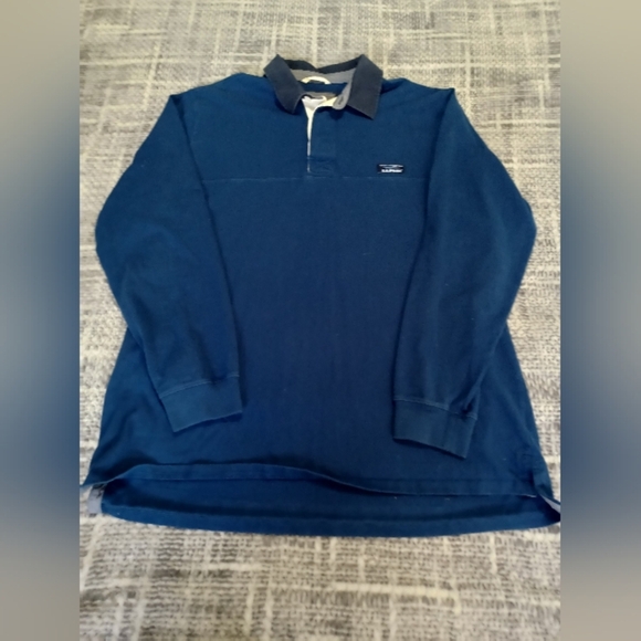 VTG Mens L.L. Bean XL Tall Long Sleeve Lakewashed Polo Rugby Shirt Outdoor - Picture 4 of 9